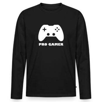 Progamer weiss - Männer Premium Bio Langarmshirt - Schwarz - Vorne - Nico (187cm)