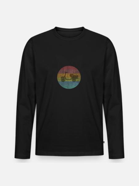 Used look Retro Roller - Männer Premium Bio Langarmshirt - Schwarz
