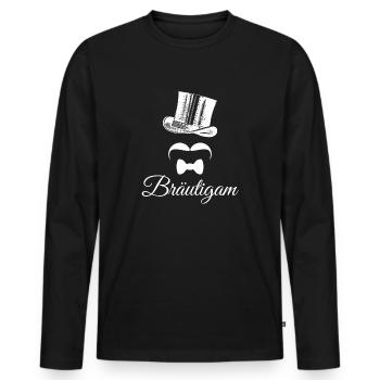 Mariage marié épouser célibataire - T-shirt manches longues Premium bio Homme - noir - Devant - Nico (187cm)