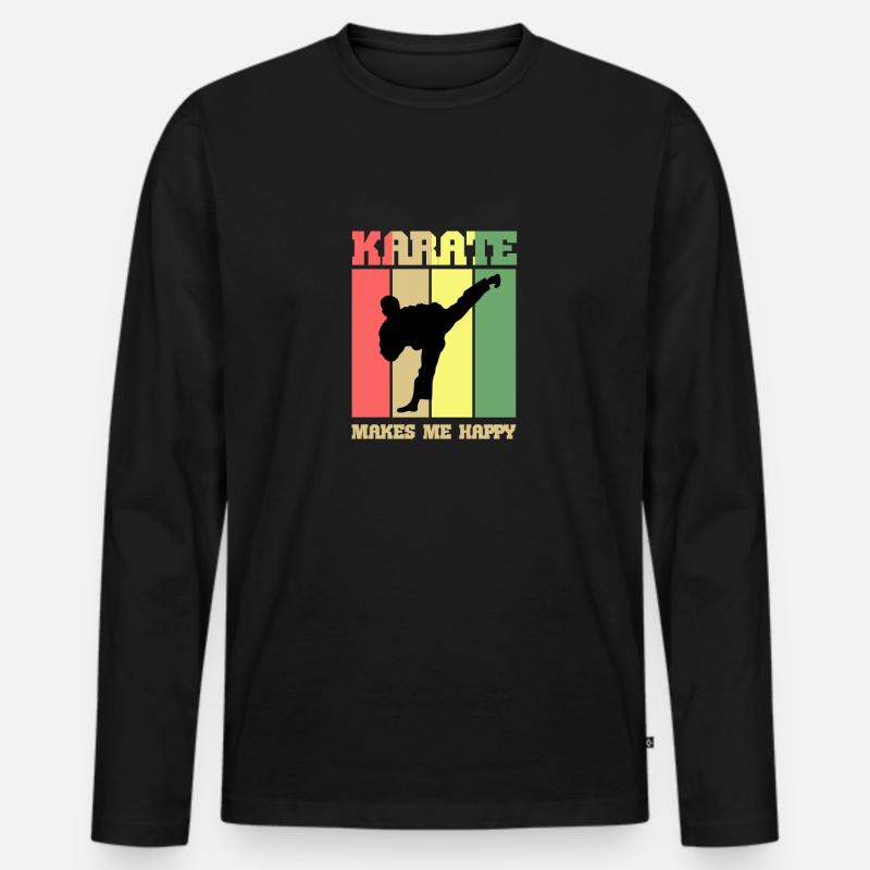 karate - Männer Premium Bio Langarmshirt - Schwarz