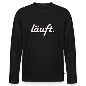 Männer Premium T-Shirt Läuft! - Männer Premium Bio Langarmshirt - Schwarz - Vorne - Nico (187cm)