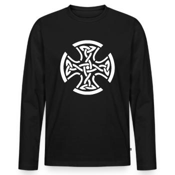 CELTIC CROSS WHITE - T-shirt manches longues Premium bio Homme - noir - Devant - Nico (187cm)