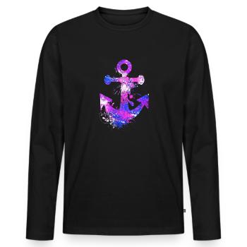 Anker - Männer Premium Bio Langarmshirt - Schwarz - Vorne - Nico (187cm)