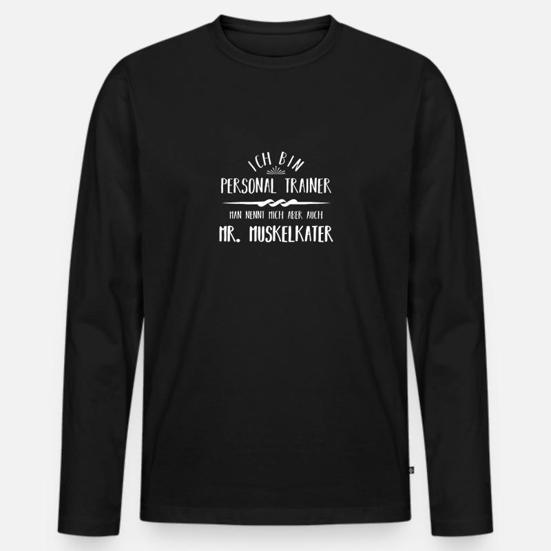 Fitnesstrainer - Männer Premium Bio Langarmshirt - Schwarz