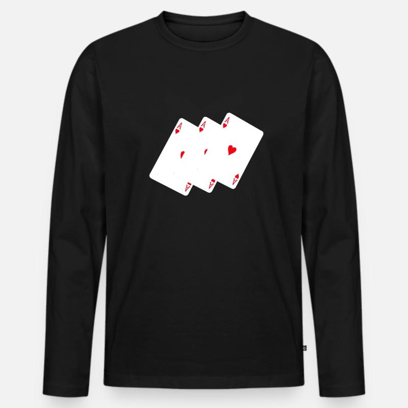 Spielkarten Ass - Männer Premium Bio Langarmshirt - Schwarz