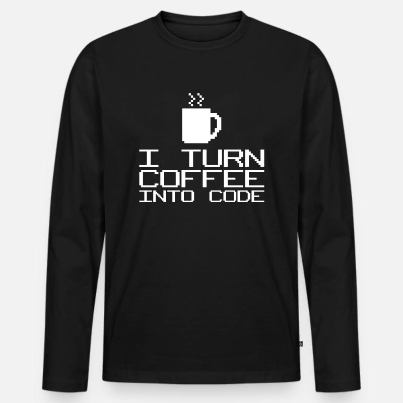 Ich verwande Kaffee in Code - Männer Premium Bio Langarmshirt - Schwarz