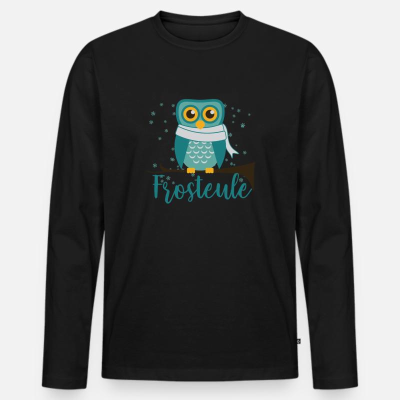 Frosteule süss kalt frost Eule - Männer Premium Bio Langarmshirt - Schwarz