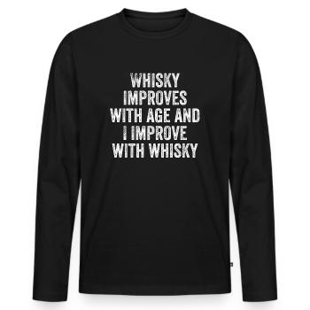 Whisky - T-shirt manches longues Premium bio Homme - noir - Devant - Nico (187cm)