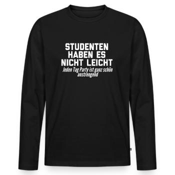 Student - Männer Premium Bio Langarmshirt - Schwarz - Vorne - Nico (187cm)