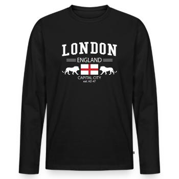 London - Männer Premium Bio Langarmshirt - Schwarz - Vorne - Nico (187cm)