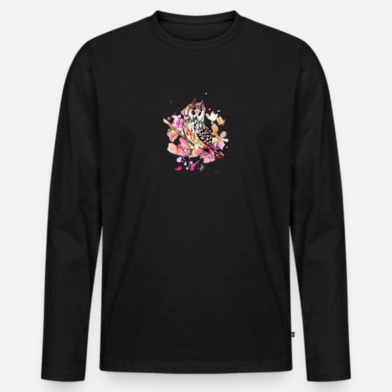 Eule im Herbst 2 - Männer Premium Bio Langarmshirt - Schwarz