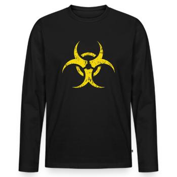 Biohazard Symbol Corona Virus Geschenkidee Warnung - Männer Premium Bio Langarmshirt - Schwarz - Vorne - Nico (187cm)