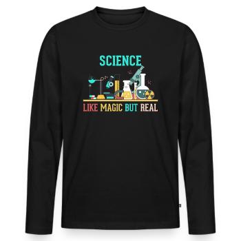 SCIENCE - LIKE MAGIC BUT REAL - T-shirt manches longues Premium bio Homme - noir - Devant - Nico (187cm)