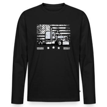 Camionneur American Flag Truck Driver - T-shirt manches longues Premium bio Homme - noir - Devant - Nico (187cm)