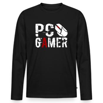 PC Gamer Maus Gaming Zocken - Männer Premium Bio Langarmshirt - Schwarz - Vorne - Nico (187cm)