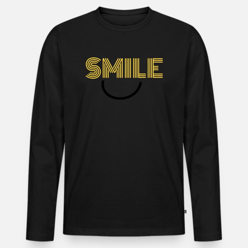 SMILE - Männer Premium Bio Langarmshirt - Schwarz