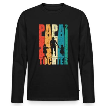 Papa Hoch 2 Dad Hoch 2 Töchter Vatertag Geschenk - Männer Premium Bio Langarmshirt - Schwarz - Vorne - Nico (187cm)