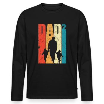 Dad Hoch 2 Papa Hoch 2 Kinder Zweifacher Vatertag - Männer Premium Bio Langarmshirt - Schwarz - Vorne - Nico (187cm)