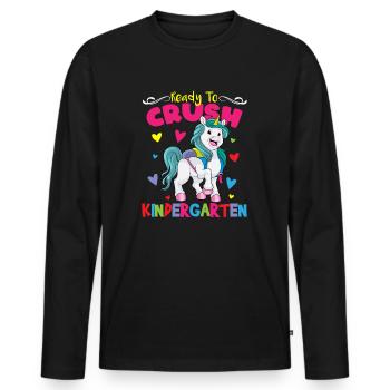 Ready To Crush Kindergarten Pre-K School Unicorn - Men's Premium Organic Long Sleeve Shirt - black - Front - Nico (187cm)