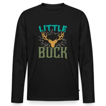 Little Buck Father Son Matching Hunting Gift - T-shirt manches longues Premium bio Homme - noir - Devant - Nico (187cm)