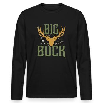 Big Buck Father Son Matching Hunting Gift - Männer Premium Bio Langarmshirt - Schwarz - Vorne - Nico (187cm)