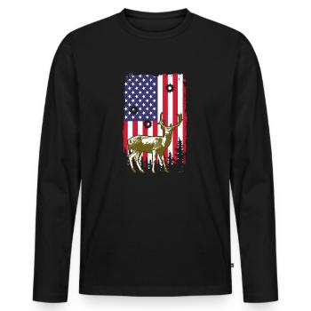 Hunting USA Flag Proud American Hunter Patriotic - T-shirt manches longues Premium bio Homme - noir - Devant - Nico (187cm)