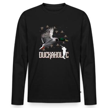 Duckaholic Bird Hunting Duck Hunter Outdoor - Men's Premium Organic Long Sleeve Shirt - black - Front - Nico (187cm)