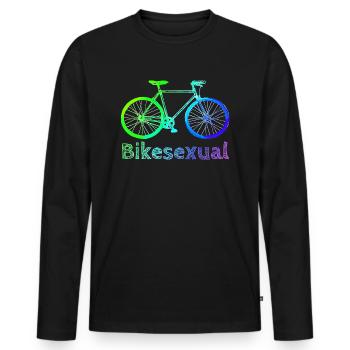 Fahrrad | Fahrradfahrer | Bikesexual | Radfahrer - Männer Premium Bio Langarmshirt - Schwarz - Vorne - Nico (187cm)