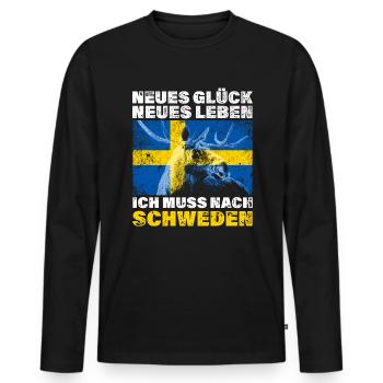 Ich Muss Nach Schweden Flagge Auswandern Urlaub - Männer Premium Bio Langarmshirt - Schwarz - Vorne - Nico (187cm)