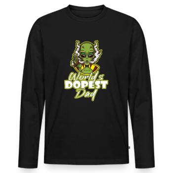 World's Dopest Dad - Männer Premium Bio Langarmshirt - Schwarz - Vorne - Nico (187cm)