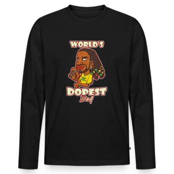 World's Dopest Dad - Männer Premium Bio Langarmshirt - Schwarz - Vorne - Nico (187cm)