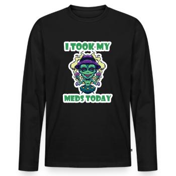 J’ai pris mes médicaments aujourd’hui - T-shirt manches longues Premium bio Homme - noir - Devant - Nico (187cm)