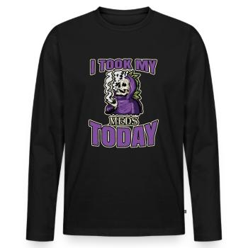 J’ai pris mes médicaments aujourd’hui - T-shirt manches longues Premium bio Homme - noir - Devant - Nico (187cm)