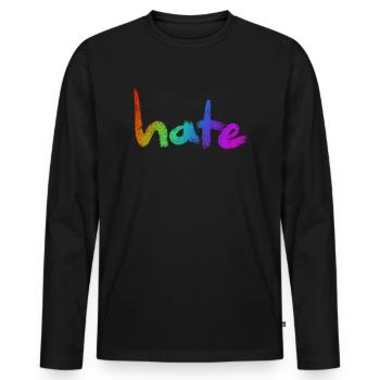 Hate Text Rainbow - Männer Premium Bio Langarmshirt - Schwarz - Vorne - Nico (187cm)