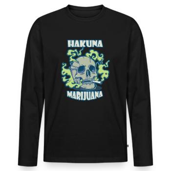 Hakuna Marijuana Drôle De Weed Fumer Pothead THC - T-shirt manches longues Premium bio Homme - noir - Devant - Nico (187cm)
