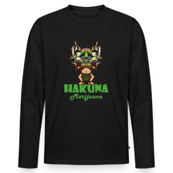 Hakuna Marijuana Funny Weed Smoking Pothead THC - Männer Premium Bio Langarmshirt - Schwarz - Vorne - Nico (187cm)