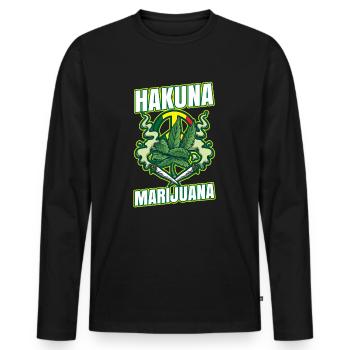 Hakuna Marijuana Drôle De Weed Fumer Pothead THC - T-shirt manches longues Premium bio Homme - noir - Devant - Nico (187cm)