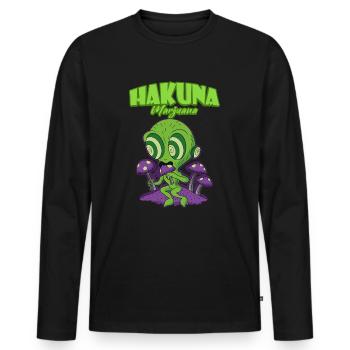 Hakuna Marijuana Funny Weed Smoking Pothead THC - Men's Premium Organic Long Sleeve Shirt - black - Front - Nico (187cm)