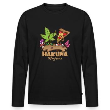 Hakuna Marijuana Funny Weed Smoking Pothead THC - Männer Premium Bio Langarmshirt - Schwarz - Vorne - Nico (187cm)