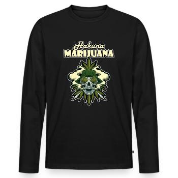 Hakuna Marijuana Funny Weed Smoking Pothead THC - Men's Premium Organic Long Sleeve Shirt - black - Front - Nico (187cm)