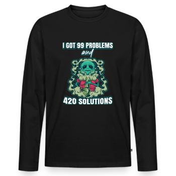 J’ai eu 99 problèmes et 420 solutions Cannabis Weed - T-shirt manches longues Premium bio Homme - noir - Devant - Nico (187cm)