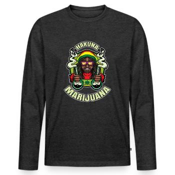 Hakuna Marijuana Funny Weed Smoking Pothead THC - Männer Premium Bio Langarmshirt - Anthrazit meliert - Vorne - Nico (187cm)