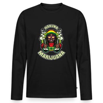 Hakuna Marijuana Funny Weed Smoking Pothead THC - Men's Premium Organic Long Sleeve Shirt - black - Front - Nico (187cm)