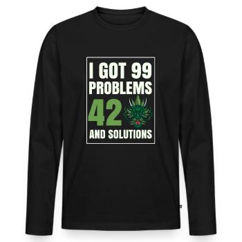 J’ai eu 99 problèmes et 420 solutions Cannabis Weed - T-shirt manches longues Premium bio Homme - noir - Devant - Nico (187cm)