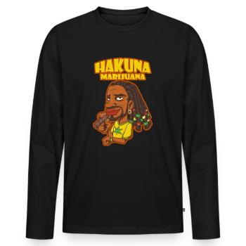 Hakuna Marijuana Drôle De Weed Fumer Pothead THC - T-shirt manches longues Premium bio Homme - noir - Devant - Nico (187cm)