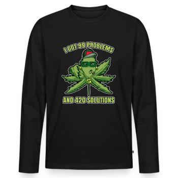 J’ai eu 99 problèmes et 420 solutions Cannabis Weed - T-shirt manches longues Premium bio Homme - noir - Devant - Nico (187cm)