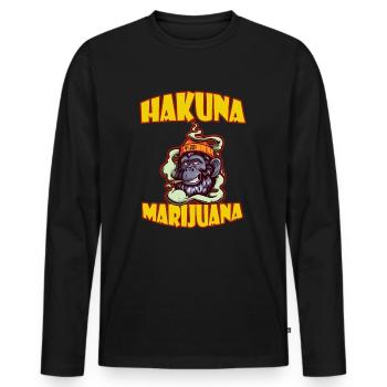 Hakuna Marijuana Funny Weed Smoking Pothead THC - Men's Premium Organic Long Sleeve Shirt - black - Front - Nico (187cm)