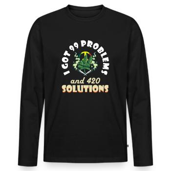 J’ai eu 99 problèmes et 420 solutions Cannabis Weed - T-shirt manches longues Premium bio Homme - noir - Devant - Nico (187cm)