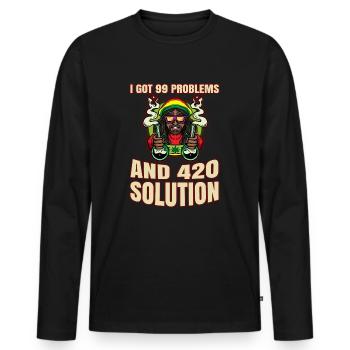 I Got 99 Problems And 420 Solutions Cannabis Weed - Men's Premium Organic Long Sleeve Shirt - black - Front - Nico (187cm)