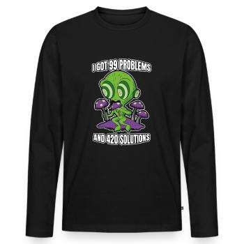 J’ai eu 99 problèmes et 420 solutions Cannabis Weed - T-shirt manches longues Premium bio Homme - noir - Devant - Nico (187cm)